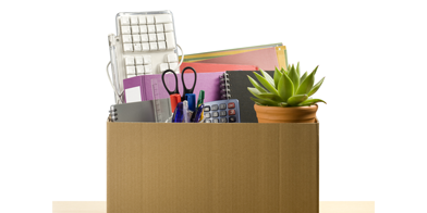 Box of office items, to convey moving office