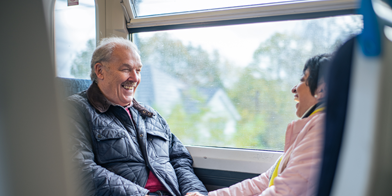 Elderly people on train